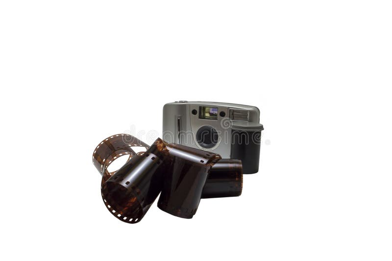 Analog Automatic Compact Camera 35mm Film Cassette Isolated Stock