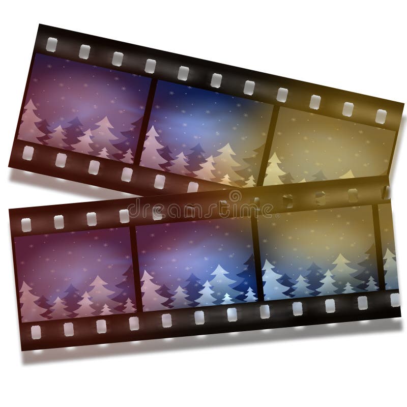 Film strip with snow and trees