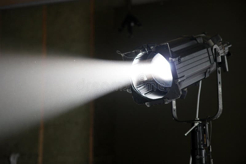 Film Studio Spotlight Projecting Beam of Light through Smoke Haze Stock ...