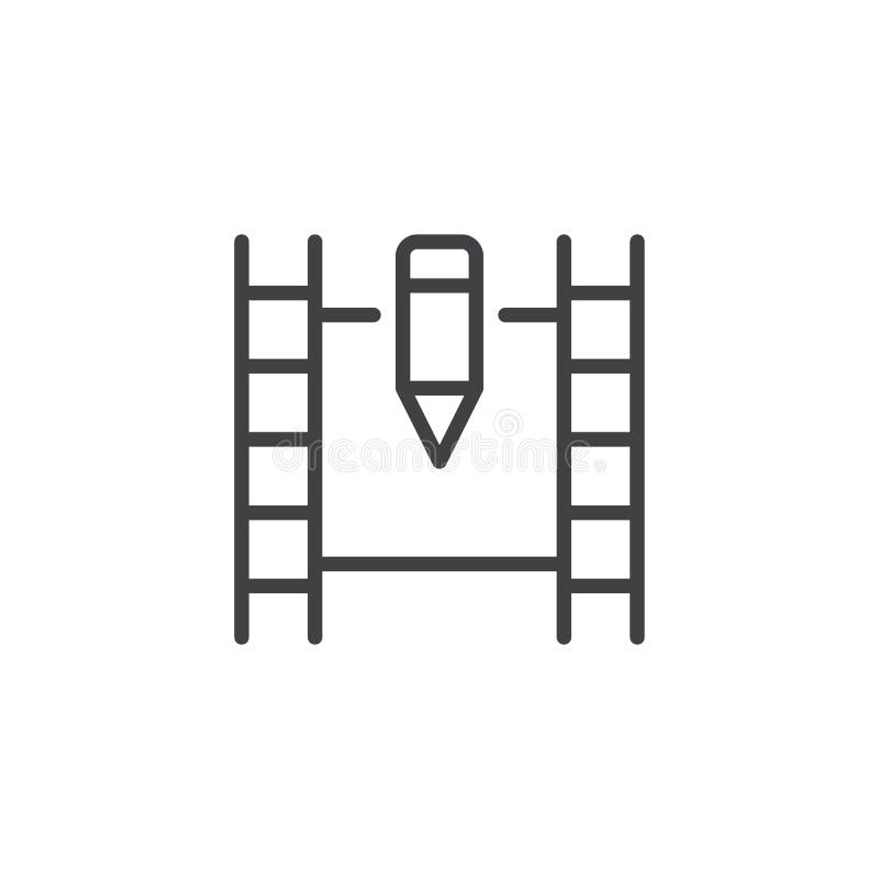 Filmband en het pictogram van het penoverzicht stock illustratie Filmband en het pictogram van het penoverzicht stock illustratie