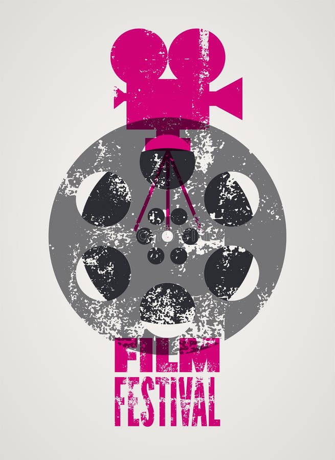 Filmfestivalplakat Retro- typografische Schmutzvektorillustration lizenzfreie abbildung Filmfestivalplakat Retro- typografische Schmutzvektorillustration lizenzfreie abbildung