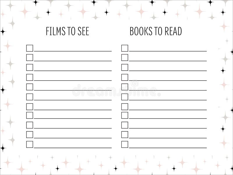 Films and Books Lists with Hand Drawn Doodle Texture Stock Vector