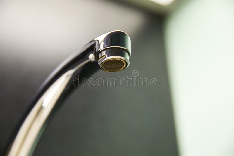 Mesh in the Faucet in the Kitchen. Stock Photo Image of bathroom