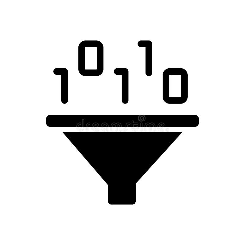 Filter für das Data Mining-Symbol für schwarze Glyphe stock abbildung