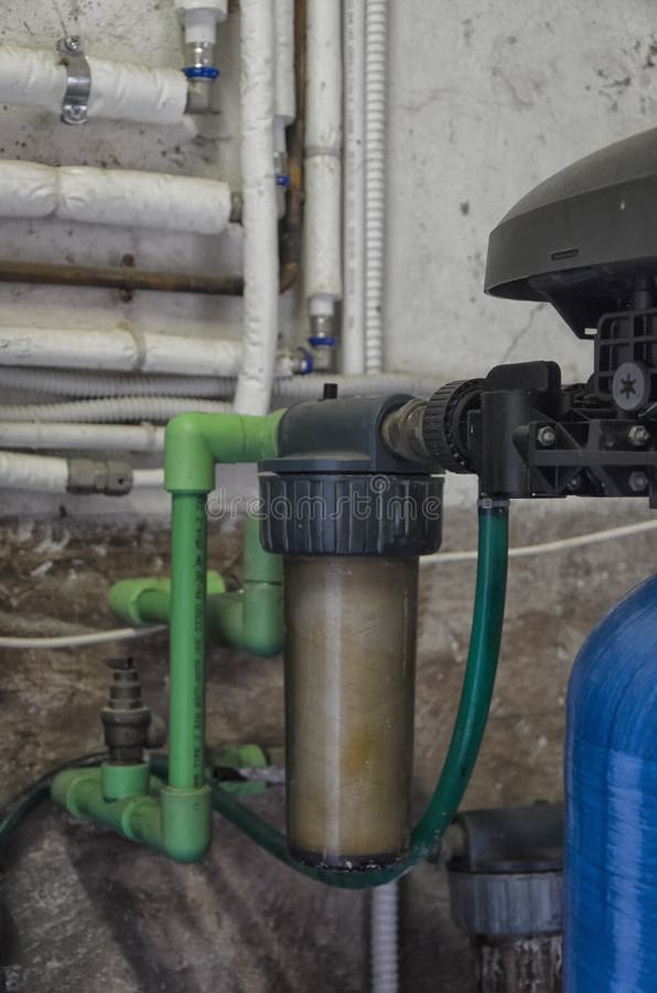 The filter of a water softener stock photos