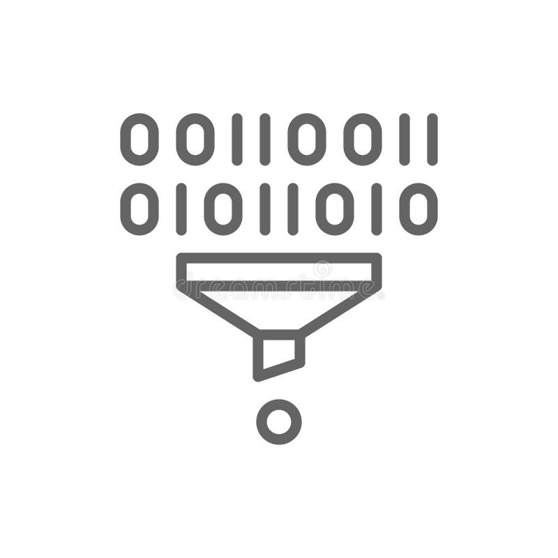 Filtro, embudo, clasificando, l?nea icono del t?nel de los datos stock de ilustración Filtro, embudo, clasificando, l?nea icono del t?nel de los datos stock de ilustración
