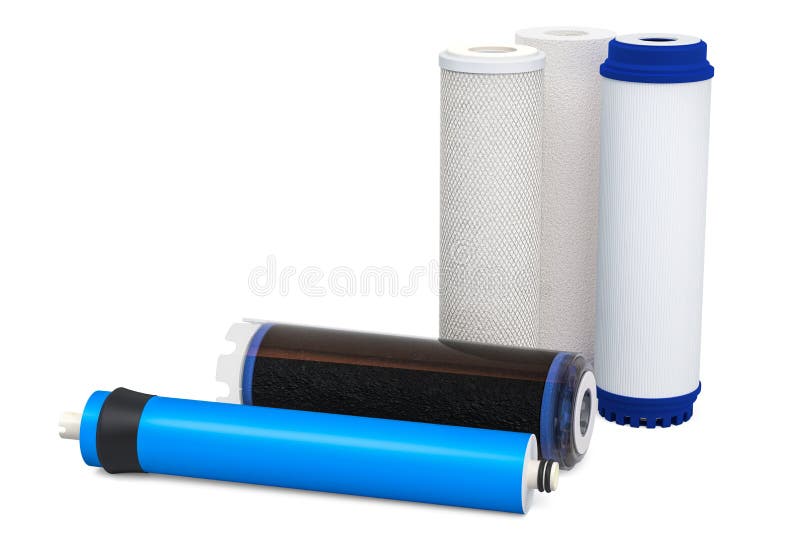 Filtros de agua, filtros del carbono Membrana del cartucho para el filt del agua stock de ilustración Filtros de agua, filtros del carbono Membrana del cartucho para el filt del agua stock de ilustración