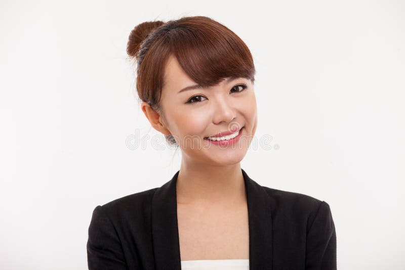 Fim bonito asiático novo da mulher de negócio acima do portrai imagem de stock royalty free Fim bonito asiático novo da mulher de negócio acima do portrai imagem de stock royalty free