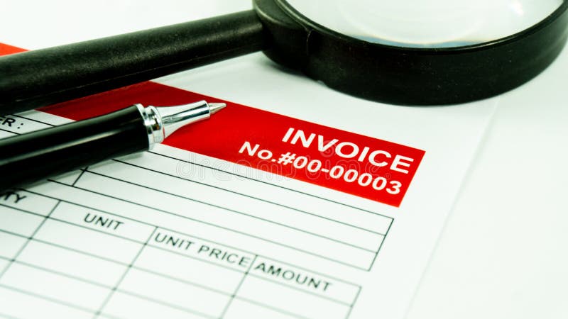Invoice business document close up with pen background. working with document of finance. Invoice business document close up with pen background. working with document of finance