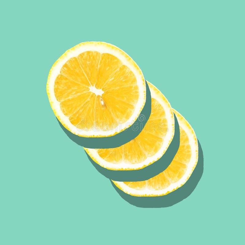 Fin fraîche de tranche de citron sur le fond bleu lumineux Configuration plate images libres de droits Fin fraîche de tranche de citron sur le fond bleu lumineux Configuration plate images libres de droits