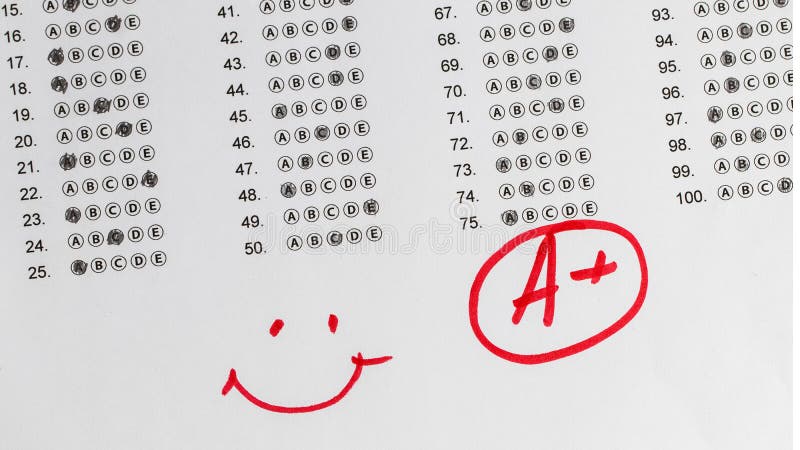 Final Exam Marked with a+ with Red Pencil Stock Photo - Image of marked ...