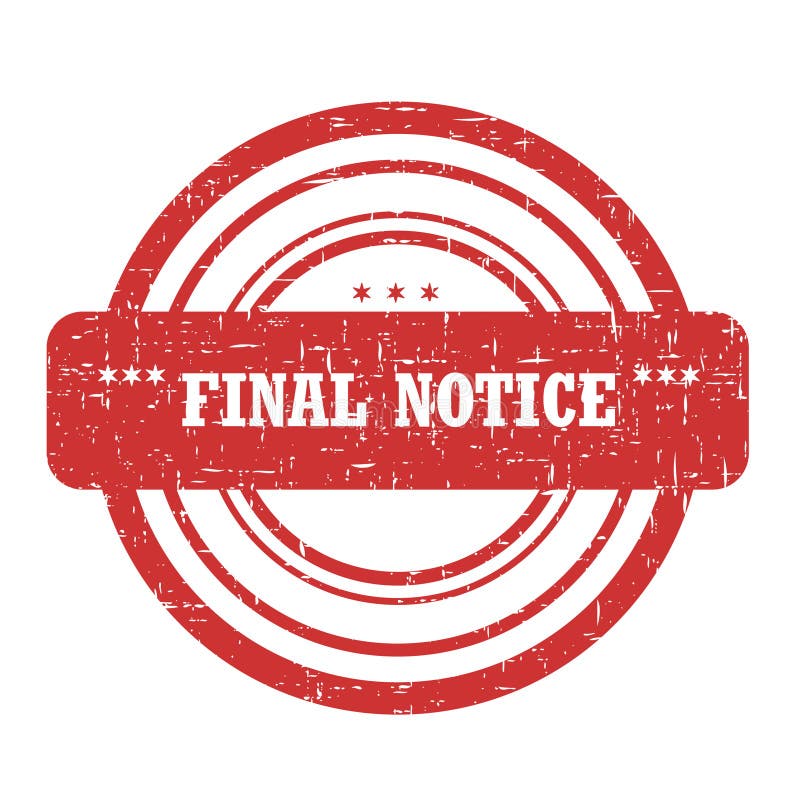 Final Notice Stam stock illustration