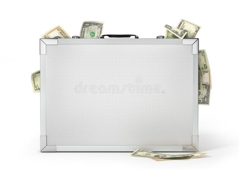 Finance concept. Metal case with money vector illustration Finance concept. Metal case with money vector illustration