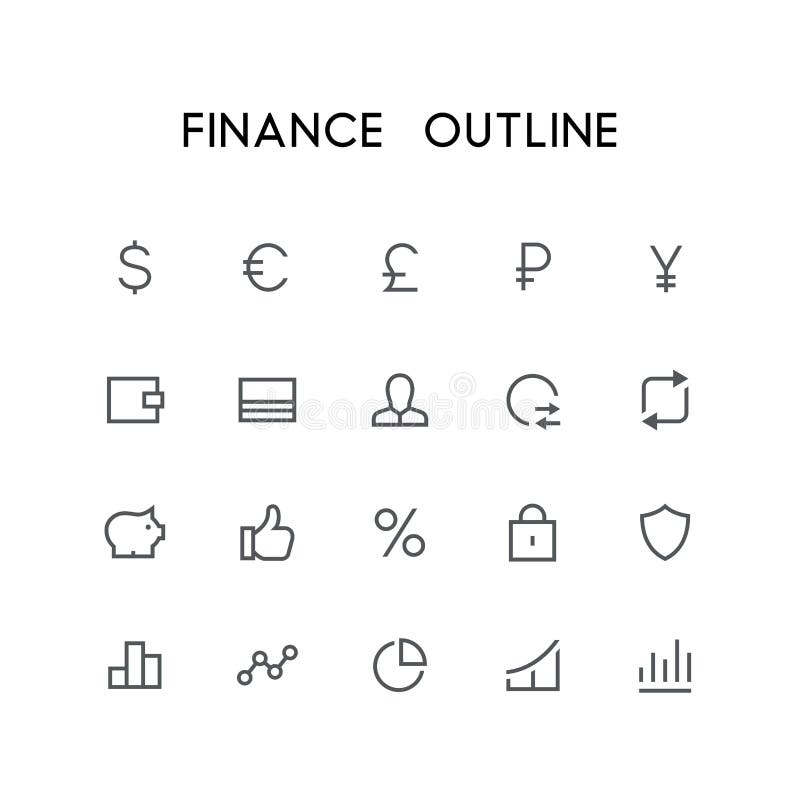 Finance outline icon set