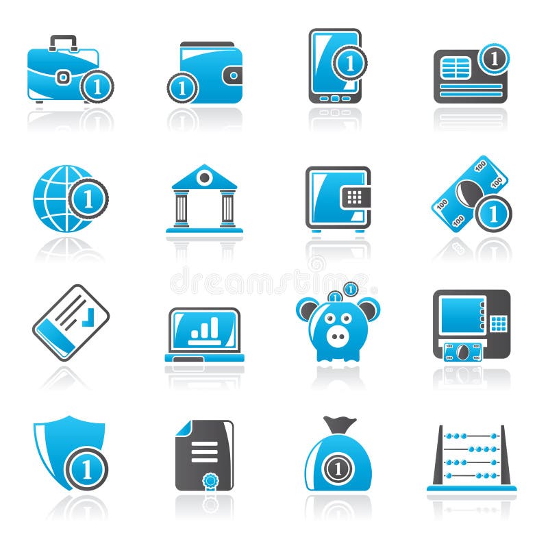 Financeiro, depositar e ícones do dinheiro ilustração royalty free Financeiro, depositar e ícones do dinheiro ilustração royalty free