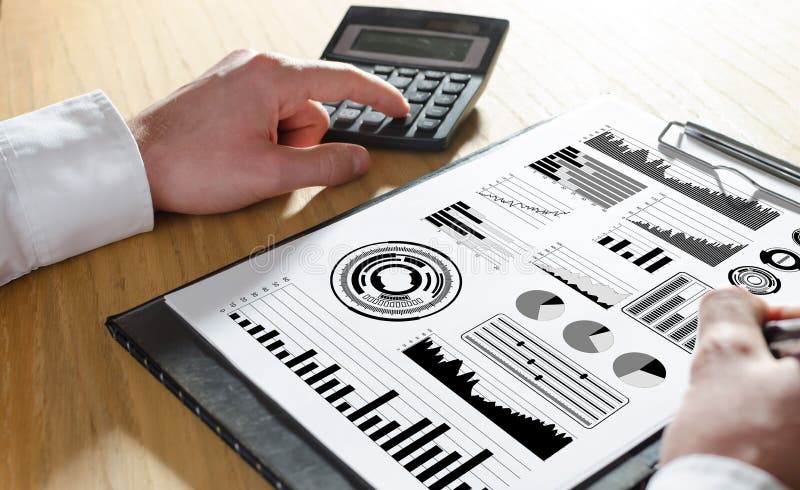 Financial analysis concept on a clipboard stock illustration