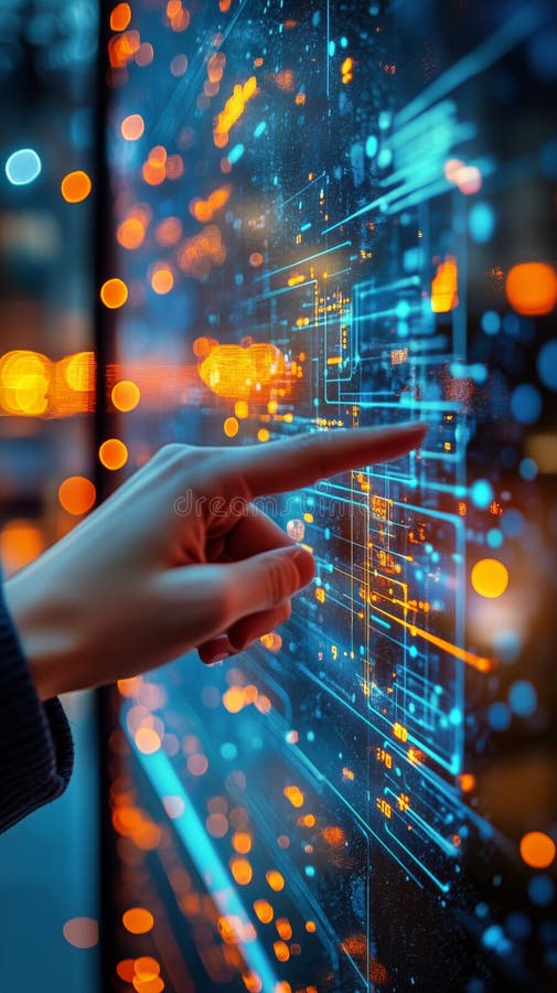 Financial Analysis Using Data Visualization Techniques on a Digital Display With Colorful Graphs royalty free stock images
