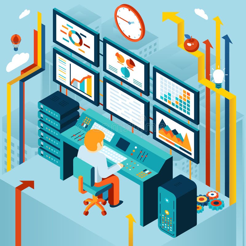 Financial analytics and business analysis stock illustration