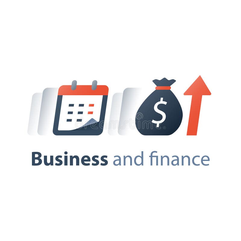 Monthly loan payment installment, financial calendar, annual revenue, long term value investment and return, time period royalty free illustration Monthly loan payment installment, financial calendar, annual revenue, long term value investment and return, time period royalty free illustration