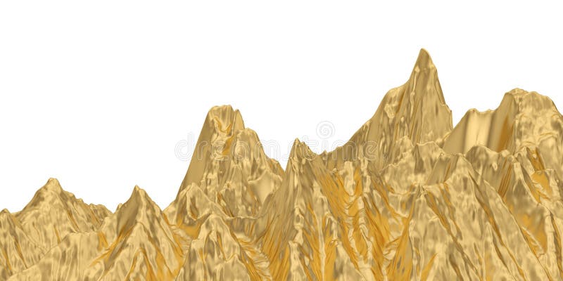 Financial Concept Golden Mountain Isolated on White Background. 3D  Illustration Stock Illustration - Illustration of design, isolated:  184151216