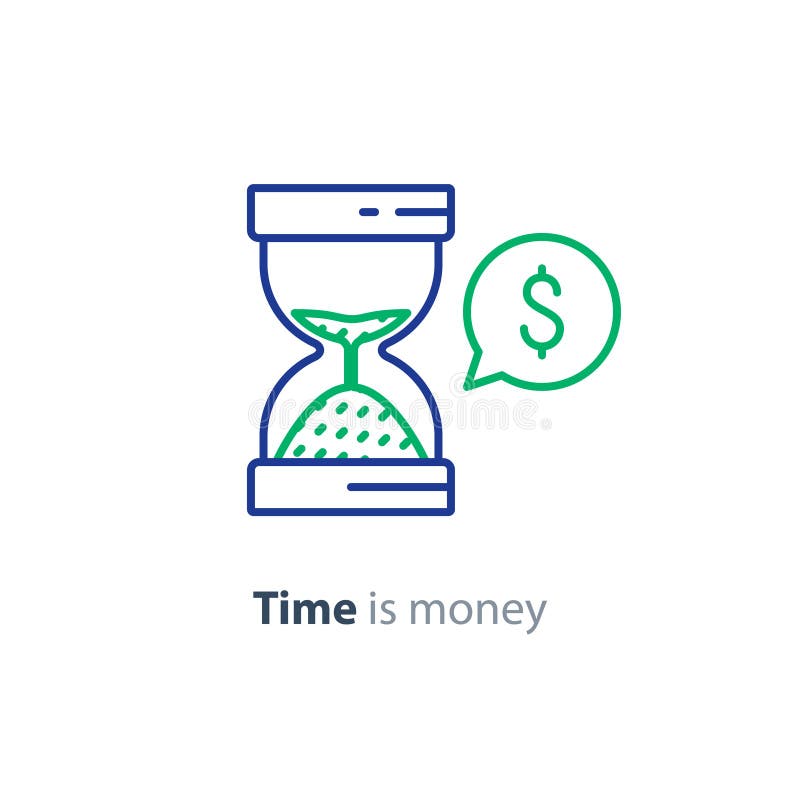 Financial consulting, investment advice service, time is money line icon. Financial advisory, business consulting, investment assistance, finance guidance, time vector illustration Financial consulting, investment advice service, time is money line icon. Financial advisory, business consulting, investment assistance, finance guidance, time vector illustration