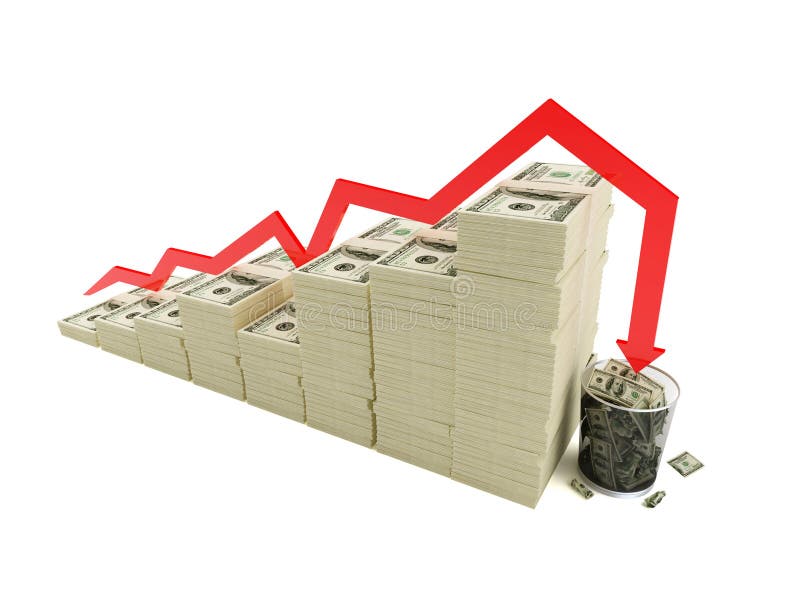 Financial crisis trash bucket stock illustration