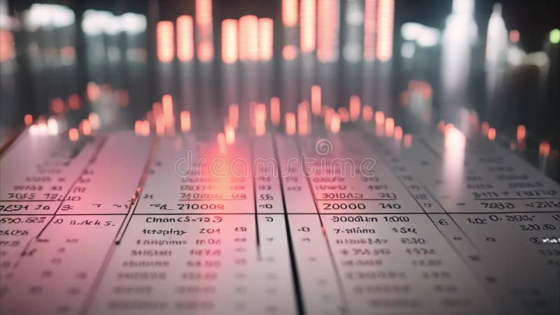 Financial Data with Blurry Background of Red and White Bars vector illustration