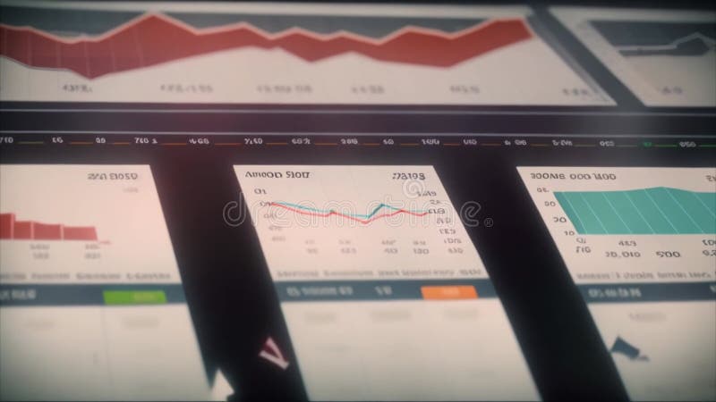 Financial Data Displayed on Multiple Screens vector illustration