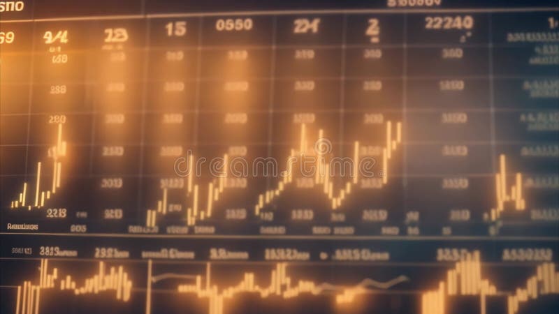 Financial Data Visualization with Glowing Lines stock illustration