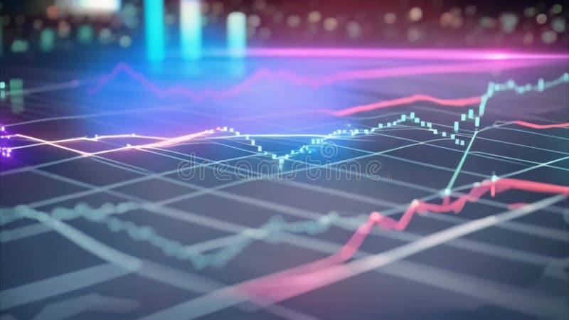 Financial Data Visualization with Neon Lights royalty free illustration