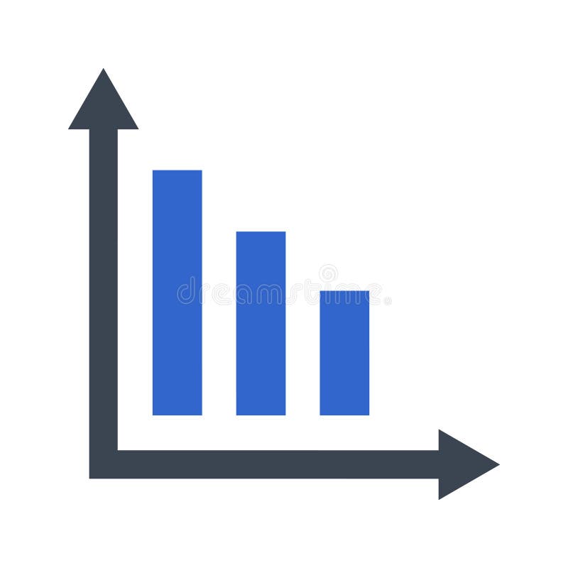 Beautiful, meticulously designed Financial decrease report icon. Decrease bar chart icon vectors