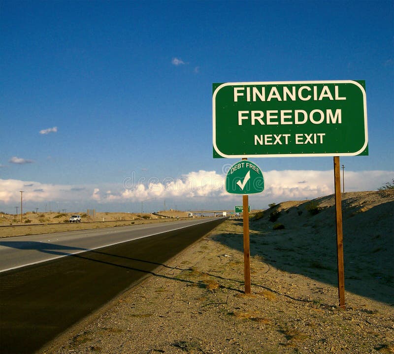 Financial Freedom Debt Free Highway Sign