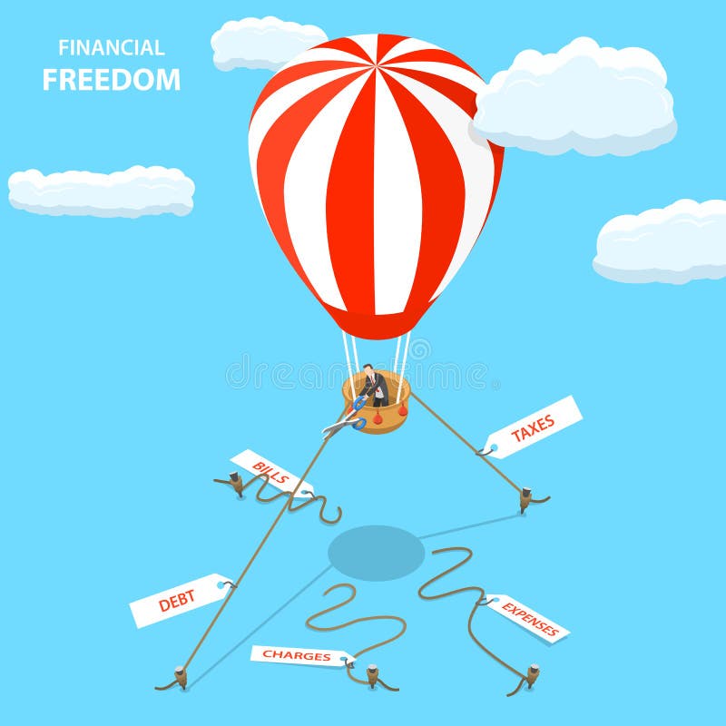 Financial freedom isometric flat vector concept vector illustration Financial freedom isometric flat vector concept vector illustration