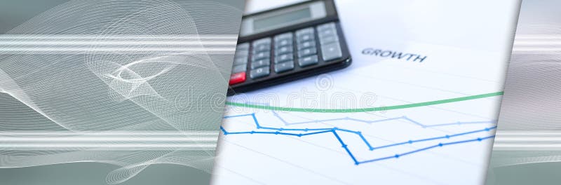 Financial graphs showing growth with calculator. panoramic banner stock photography Financial graphs showing growth with calculator. panoramic banner stock photography