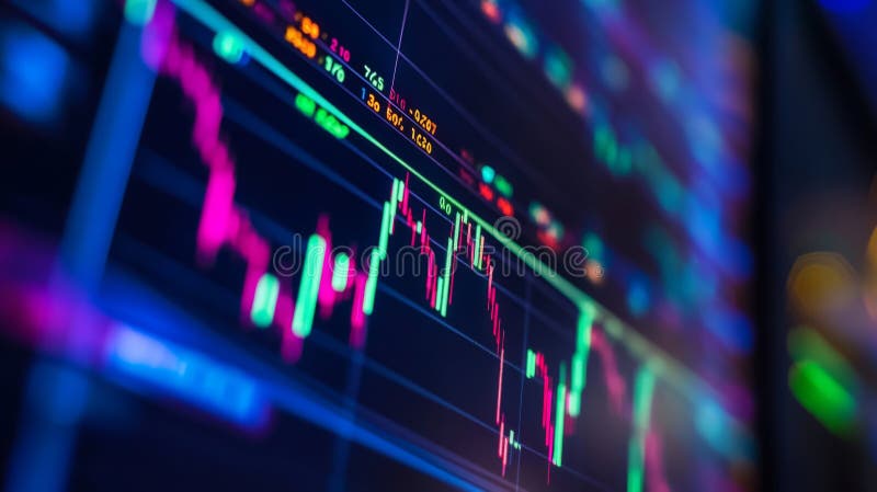 Financial growth chart for stock market investment trading. Closeup stock market data chart visualization Generative AI stock illustration
