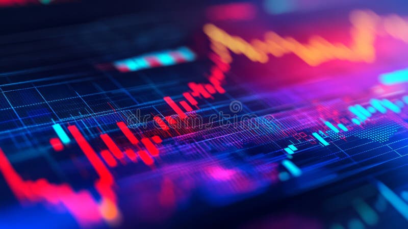 Financial growth chart for stock market investment trading. Closeup stock market data chart visualization Generative AI vector illustration