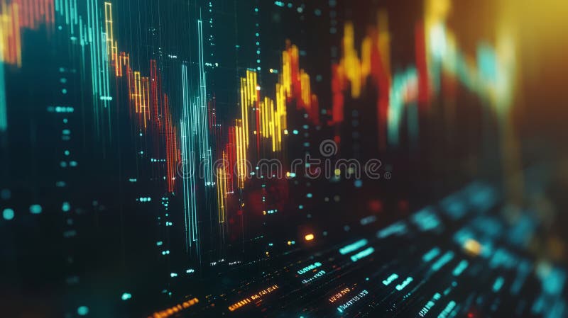 Financial growth chart for stock market investment trading. Closeup stock market data chart visualization Generative AI royalty free illustration