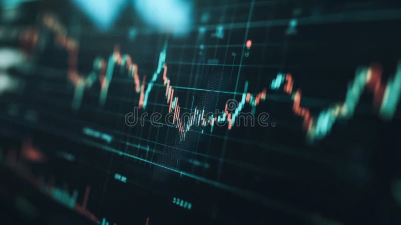 Financial growth chart for stock market investment trading. Closeup stock market data chart visualization Generative AI royalty free illustration