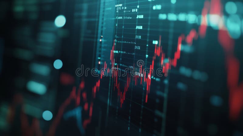 Financial growth chart for stock market investment trading. Closeup stock market data chart visualization Generative AI stock illustration