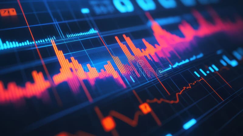 Financial growth chart for stock market investment trading. Closeup stock market data chart visualization Generative AI royalty free illustration