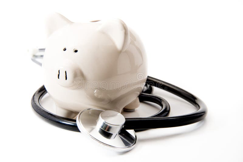 Financial Health - Black Stethoscope & Piggy Bank royalty free stock image Financial Health - Black Stethoscope & Piggy Bank royalty free stock image