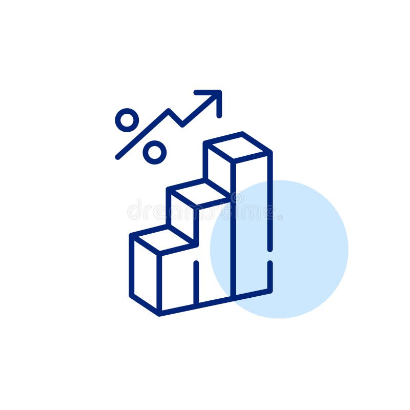 Financial investment growth. 3d bars with arrow pictogram. Success in business. Pixel perfect, editable stroke vector illustration Financial investment growth. 3d bars with arrow pictogram. Success in business. Pixel perfect, editable stroke vector illustration
