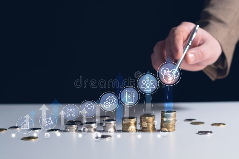 Financial Management Concept.Investment. a Businessman Manages His Financial Flows. Investment