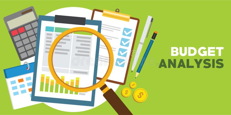 Financial and monetary budget analysis royalty free illustration
