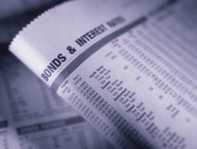 Financial page showing bonds and interest rates