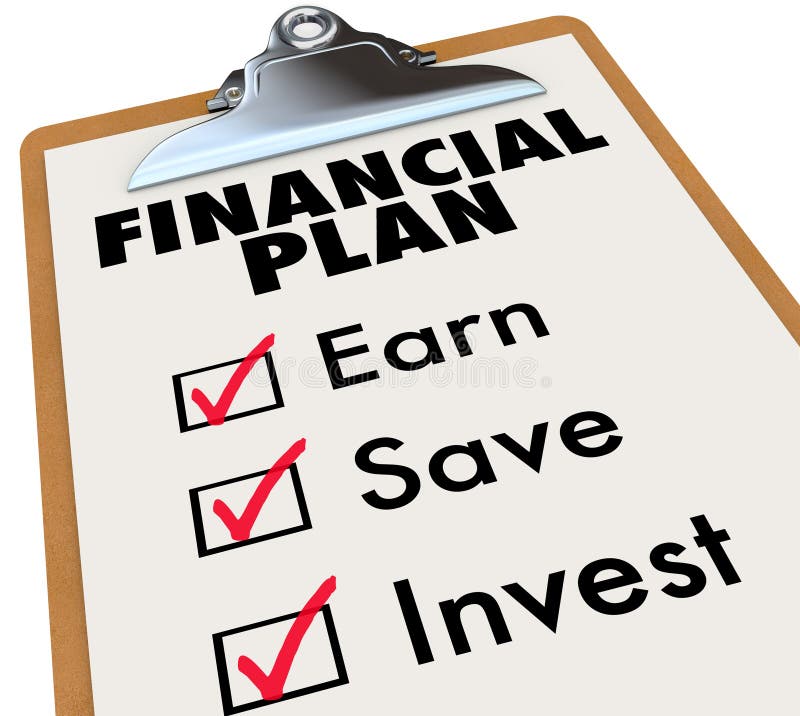 Financial Plan Clipboard Money Saving Strategy Steps vector illustration