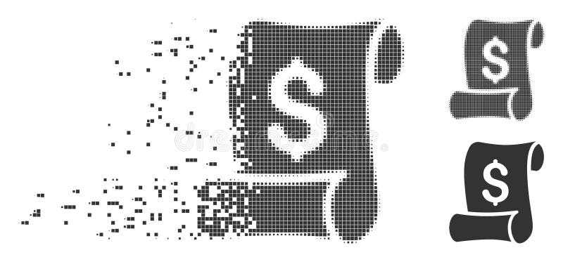Financial Receipt Roll Decomposed Pixel Icon stock illustration