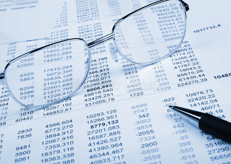 The financial report. Blue tone