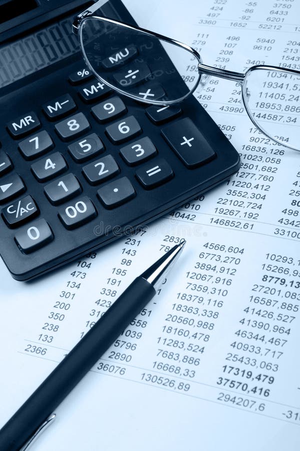 The financial report. Blue tone