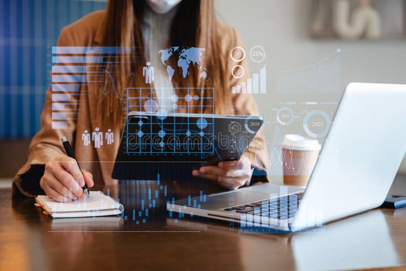 Intelligence BI and business analytics BA with KPI dashboard concept. Website designer working royalty free stock photo